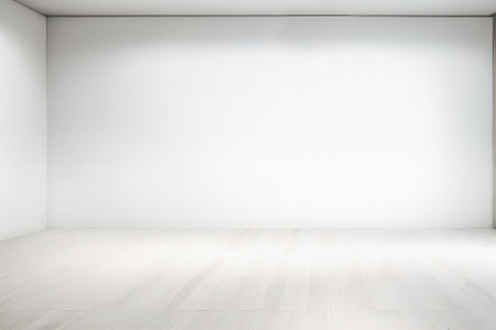 Abstract white studio background for product presentation. Empty room with shadows of window. Display product with blurred backdrop.の写真素材
