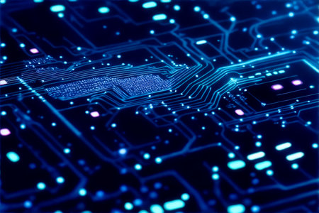 Abstract computer chip images, big data, and technological concepts. High quality illustrationの写真素材