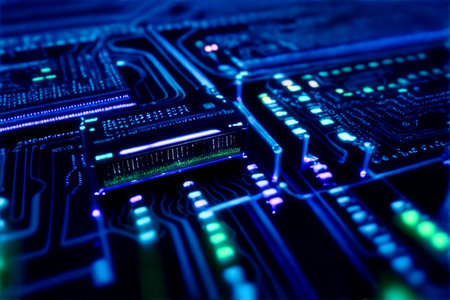 Abstract computer chip images, big data, and technological concepts. High quality illustrationの写真素材