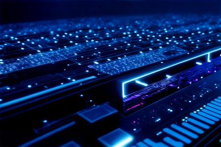 Abstract computer chip images, big data, and technological concepts. High quality illustrationの写真素材