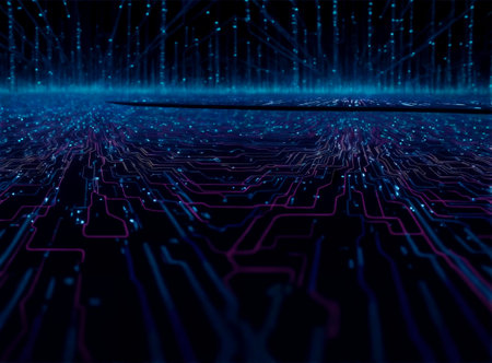 Abstract computer data characters, big data, and internet technology conceptsの写真素材