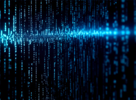 Abstract computer data characters, big data, and internet technology concepts.