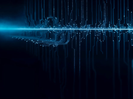 Abstract computer data characters, big data, and internet technology concepts.の写真素材