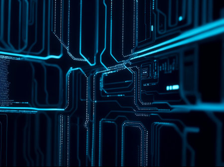 Abstract computer data characters, big data, and internet technology concepts.の写真素材