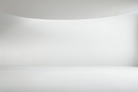 Abstract white studio background for product presentation. Empty room with shadows of window. Display product with blurred backdrop.の写真素材
