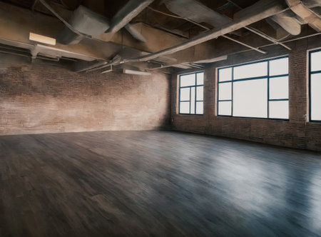 Empty warehouse wall or commercial area, industrial background. 3D renderingの写真素材