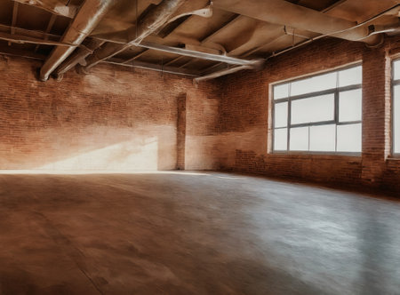 Empty warehouse wall or commercial area, industrial background. 3D renderingの写真素材
