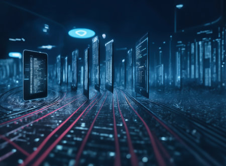Abstract Technology Background of Futurism,Internet, artificial intelligence, big data, cloud computing, blockchain conceptの写真素材