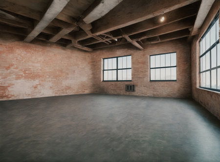 Empty warehouse wall or commercial area, industrial background. 3D renderingの写真素材