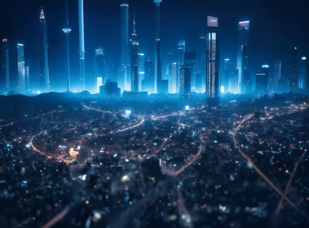 Abstract Technology Background of Futurism,Internet, artificial intelligence, big data, cloud computing, blockchain conceptの写真素材