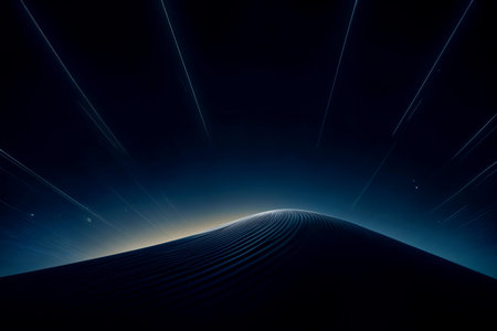 Modern Black Background Line Light Abstract . High quality photoの写真素材