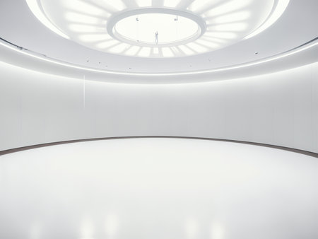 empty white big open industrial hall 3d render illustration.の写真素材