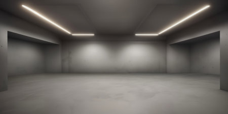 Abstract elegant geometric of blank empty space and white walls with light. Modern concept background. 3d Render. High quality photoの写真素材
