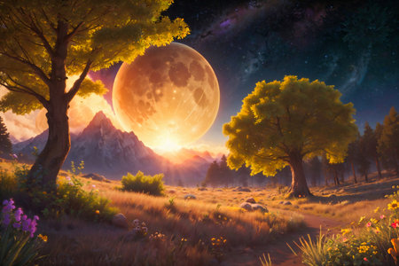 Fantasy Landscape Art Wallpaper, Dreamland.の写真素材