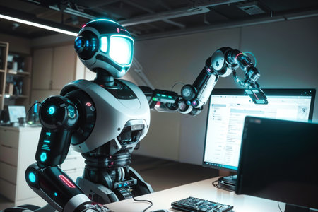 Futuristic Robot Scenarios - Artificial Intelligence Concepts.の写真素材