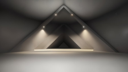 Abstract elegant geometric of blank empty space and white walls with light. Modern concept background. 3d Render. High quality photoの写真素材