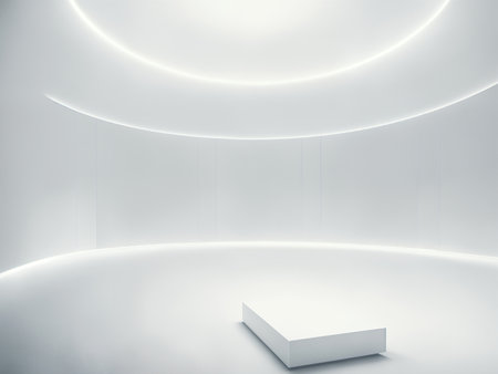 empty white big open industrial hall 3d render illustration.の素材