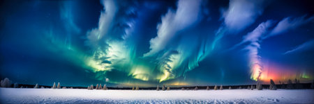 Northern Lights above the forest. High quality photoの写真素材