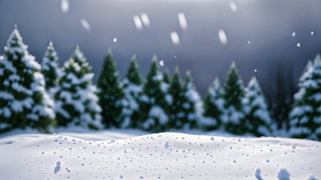 Beautiful winter landscape with snow covered trees.Merry Christmas and happy New Year greeting...