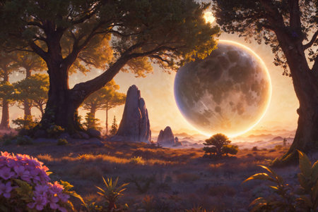 Fantasy Landscape Art Wallpaper, Dreamland.の写真素材