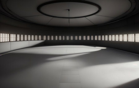 Abstract elegant geometric of blank empty space and white walls with light. Modern concept background. 3d Render. High quality photoの素材