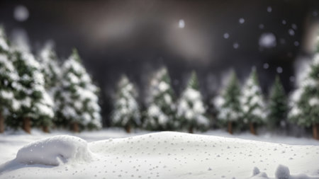 Beautiful winter landscape with snow covered trees.Merry Christmas and happy New Year greeting background with copy-space. . High quality photoの写真素材