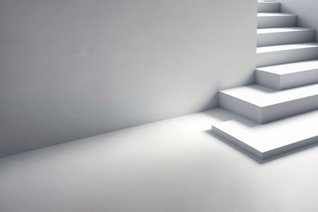 empty white big open industrial hall 3d render illustration.の素材