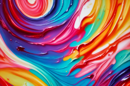 Splash of paint Colorful. Abstract background. Digital Art, colored floating liquid in the trend colors pink, orange, blue and violet. High quality photoの素材