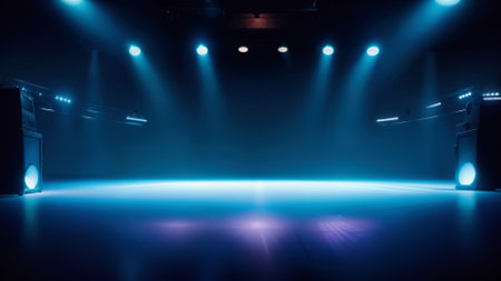 scene, stage light with colored spotlights and smoke. High quality photoの写真素材