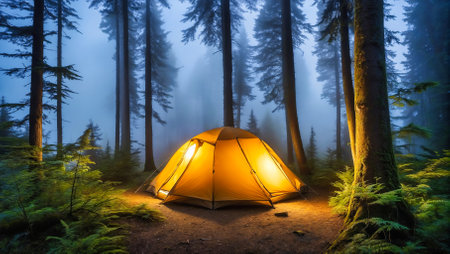 Tourist tent in Sequoia National Park,の素材
