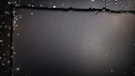 Water drops on black background. Copy space for text. Banner.の素材