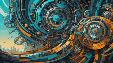 3D rendering of abstract technology concept background ready for banner or posterの素材