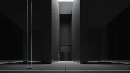 Abstract modern architecture background, empty open space interior. 3D renderingの素材