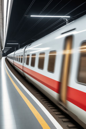 High speed trains in operationの素材