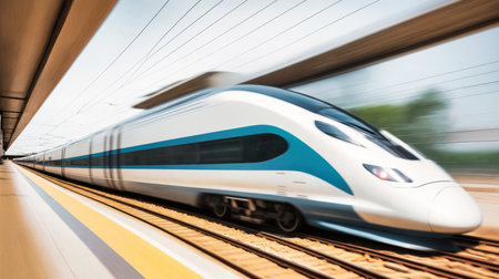 High speed trains in operationの素材