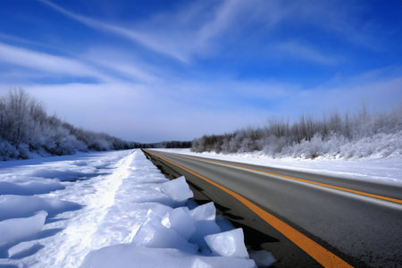 Winter ice and snow roadsの素材