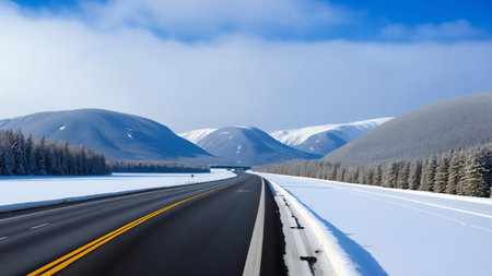 Winter ice and snow roadsの素材