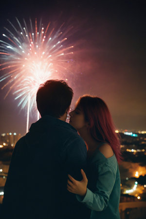 Welcoming the New Year with City Fireworksの素材