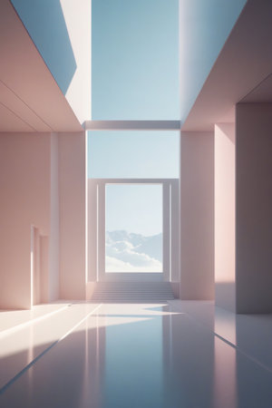 Minimalist fantasy architectural space wallpaperの素材