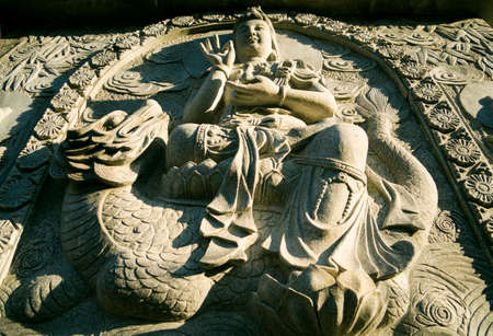 stone carving at the templeの写真素材