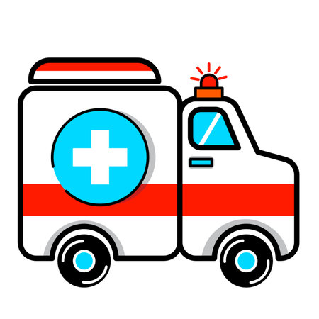 Ambulance icon illustration. medical and healthcare icon in filled design styleのイラスト素材