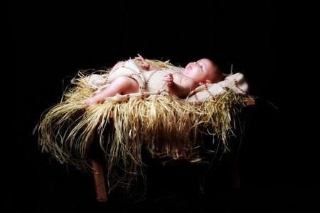 baby Jesus lying in the manger