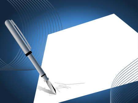 Abstract background with a pen signing on paperのイラスト素材