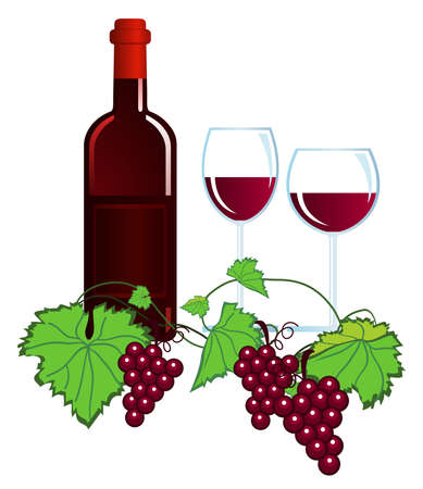 Clip-arts of wine and grapesのイラスト素材
