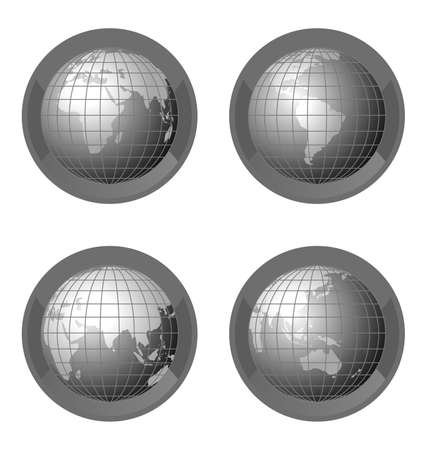 Vector globe icons isolated on white backgroundのイラスト素材