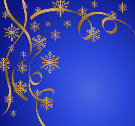 Background illustration with snow flakes and ribbonsのイラスト素材