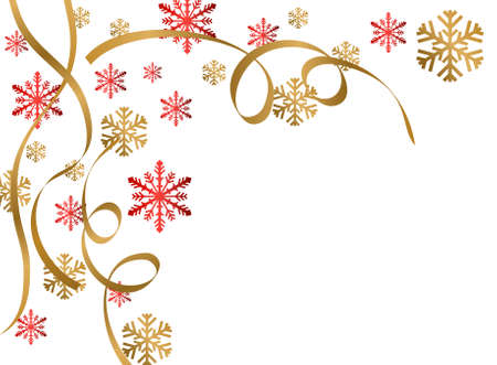 Background illustration with snow flakes and ribbonsのイラスト素材