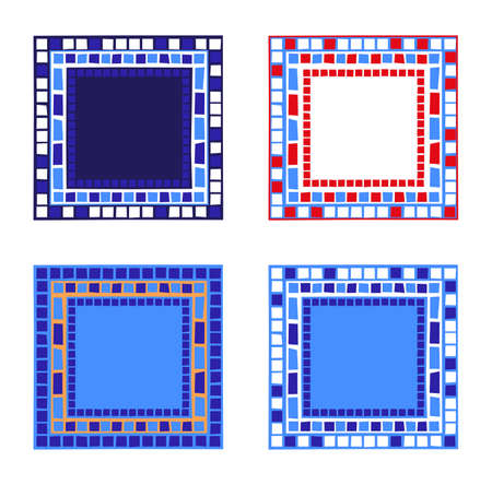 Illustration of mosaic frames on white backgroundのイラスト素材