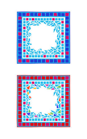 Illustration of mosaic frames on white backgroundのイラスト素材