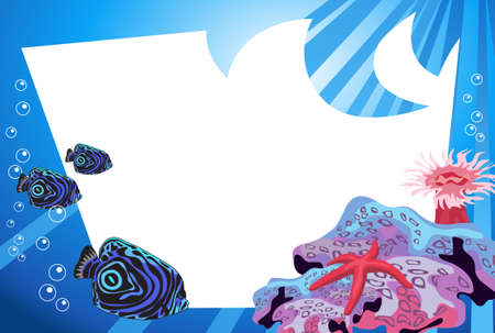 Tropical underwater scene with white space for textのイラスト素材